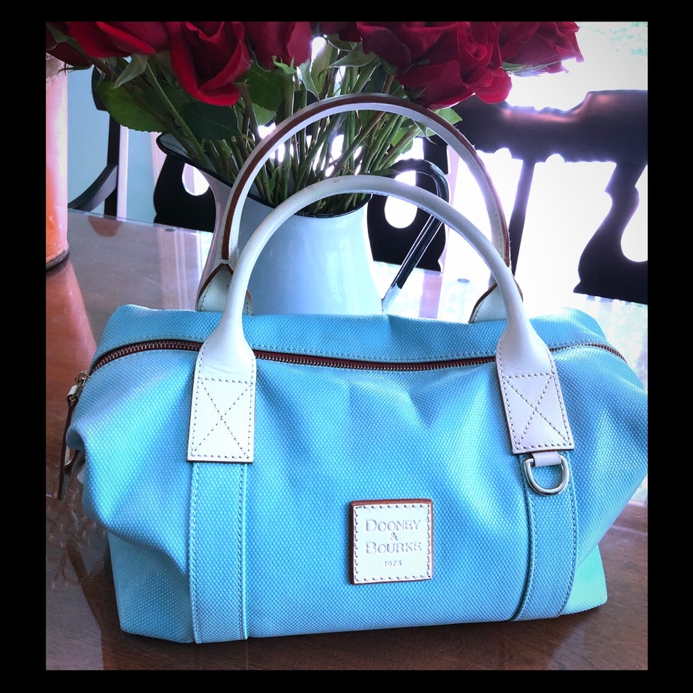 Dooney & Bourke Blue Coated Cotton Leather Trim